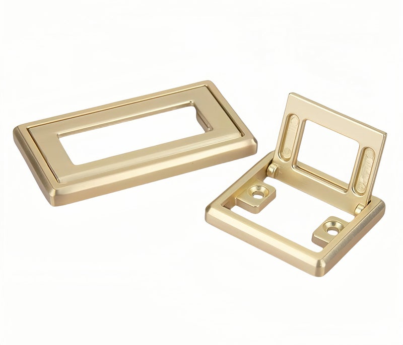 HAIWEN 2 Pcs Aluminium Alloy Flip Handle Hidden Door Pull Handles Recessed Drawer Knob for Windows Cabinets Furniture Door W/Screws (Gold, Hole Distance: 64mm) - Image 1